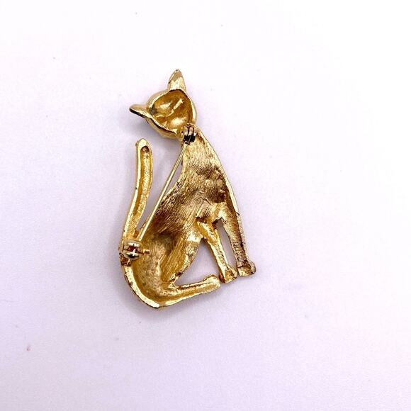 Vintage Gold Tone Cat Pin Brooch - Picture 5 of 5